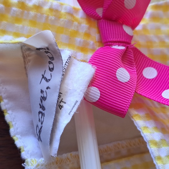 Rare,Too! size 4T yellow gingham strappy butterfly sleeves summer dress - Picture 2 of 5